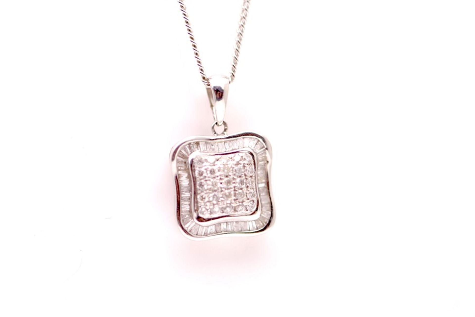 18CT WHITE GOLD LADIES DIAMOND NECKLACE AND PENDENT