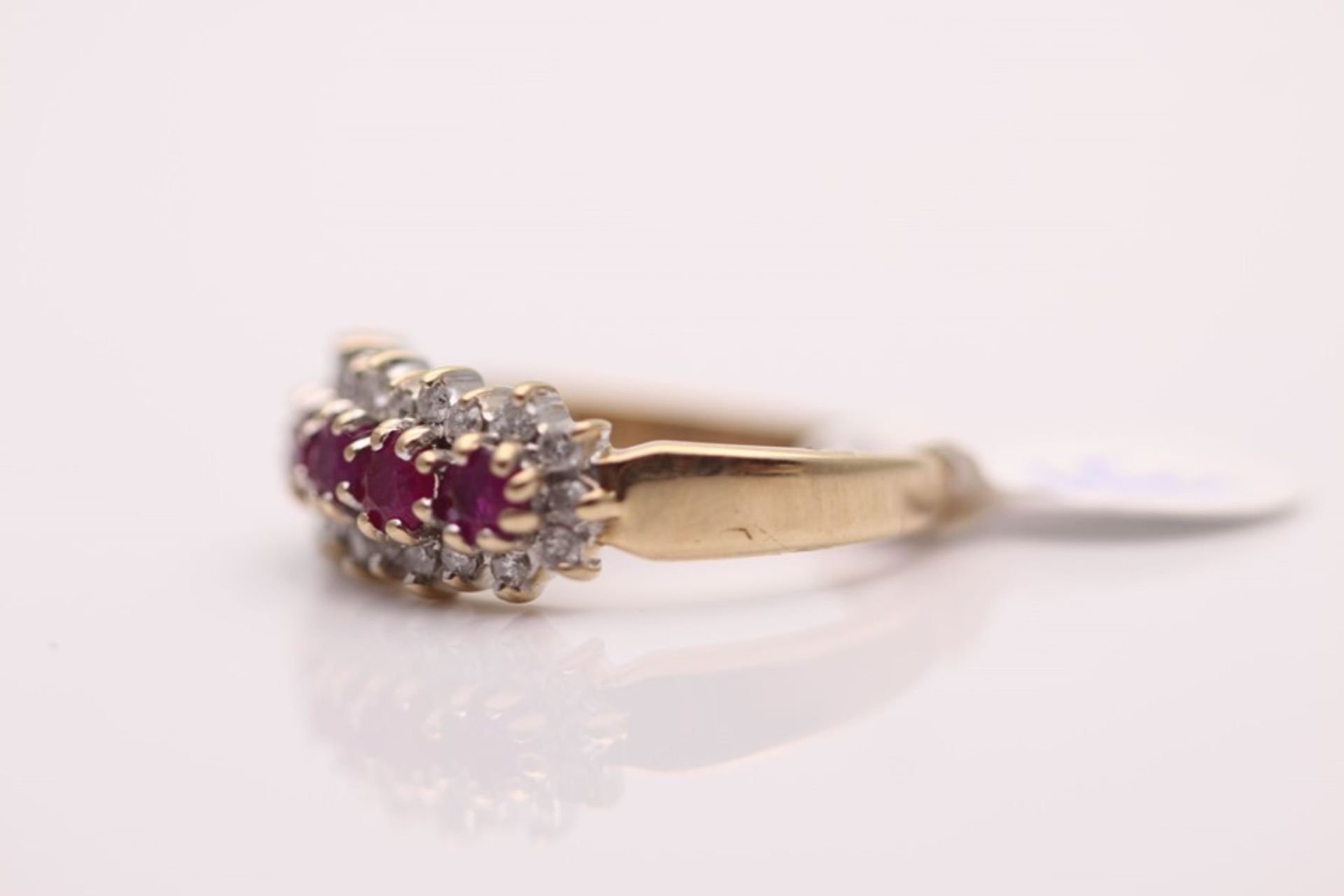 9CT YELLOW GOLD LADIES DIAMOND AND SPINEL RING - Image 3 of 4