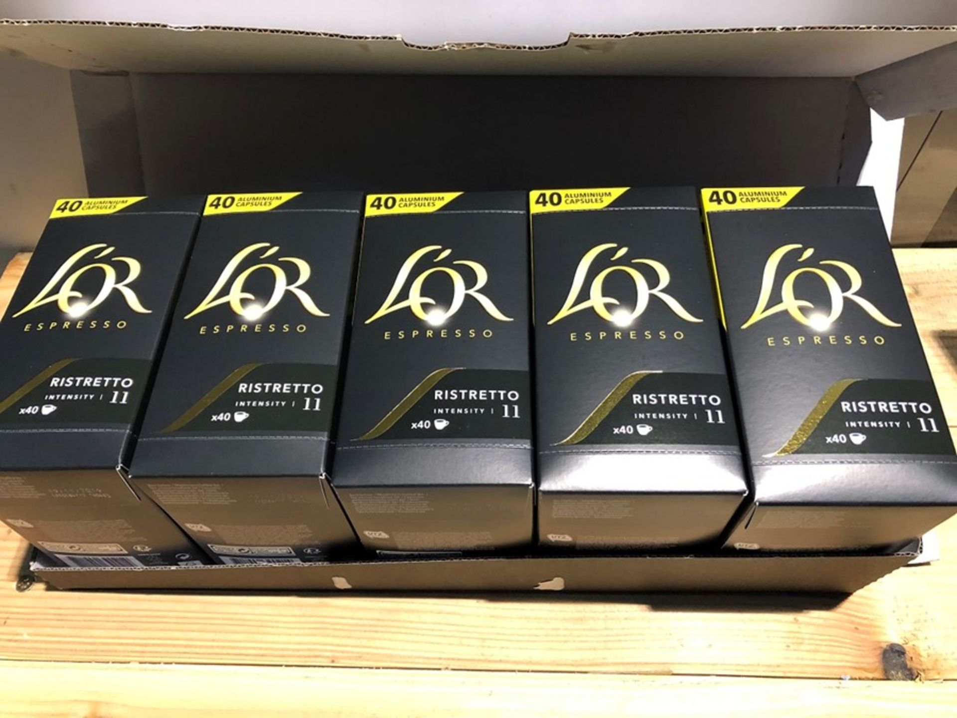 1 LOT TO CONTAIN 5 BOXES OF L'OR ESPRESSO RISTRETTO INTENSITY 11 COFFEE - 40 CAPSULES PER BOX / BEST