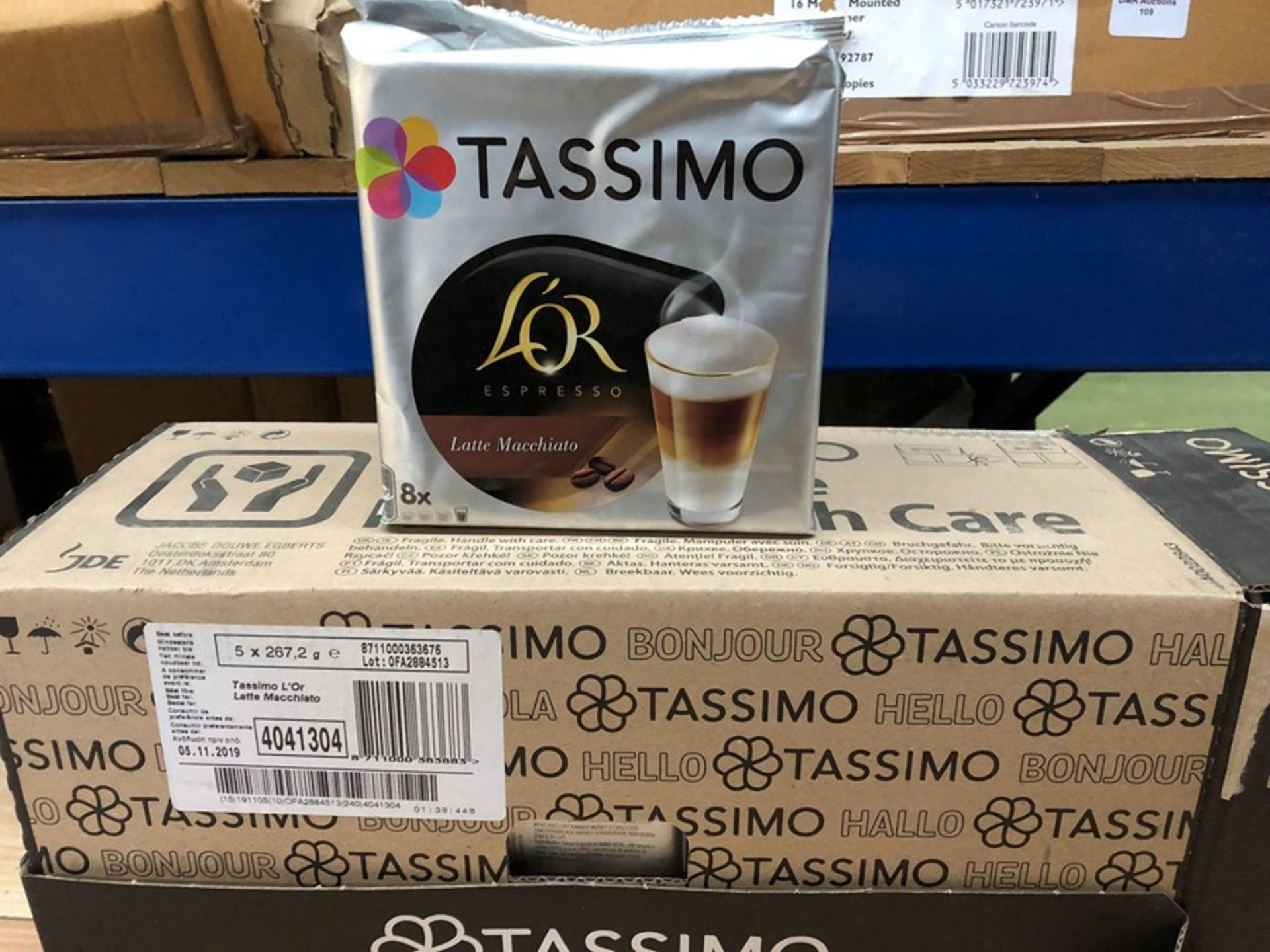 1 LOT TO CONTAIN 5 PACKS OF TASSIMO LO'R ESPRESSO LATTE MACCHIATO / BEST BEFORE: 05/11/2019 / PN -