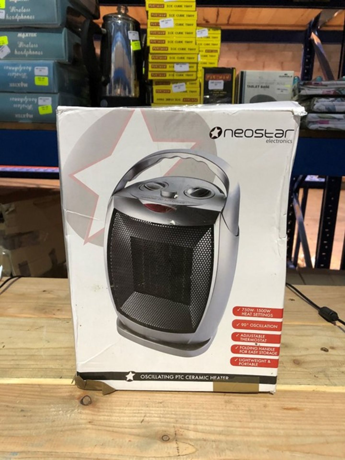 1 BOXED NEOSTAR ELECTRONICS OSCILLATING PTC CERAMIC HEATER / RRP £24.99 (PUBLIC VIEWING AVAILABLE)