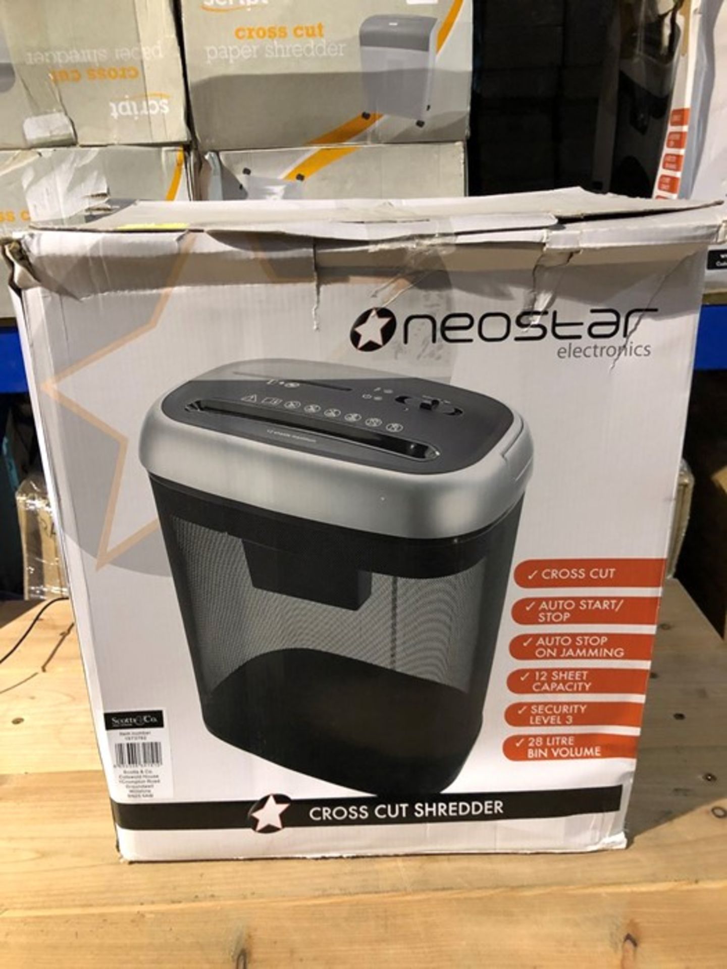 1 BOXED NEOSTAR ELECTRONICS CROSS CUT SHREDDER / RRP £99.95 (PUBLIC VIEWING AVAILABLE)