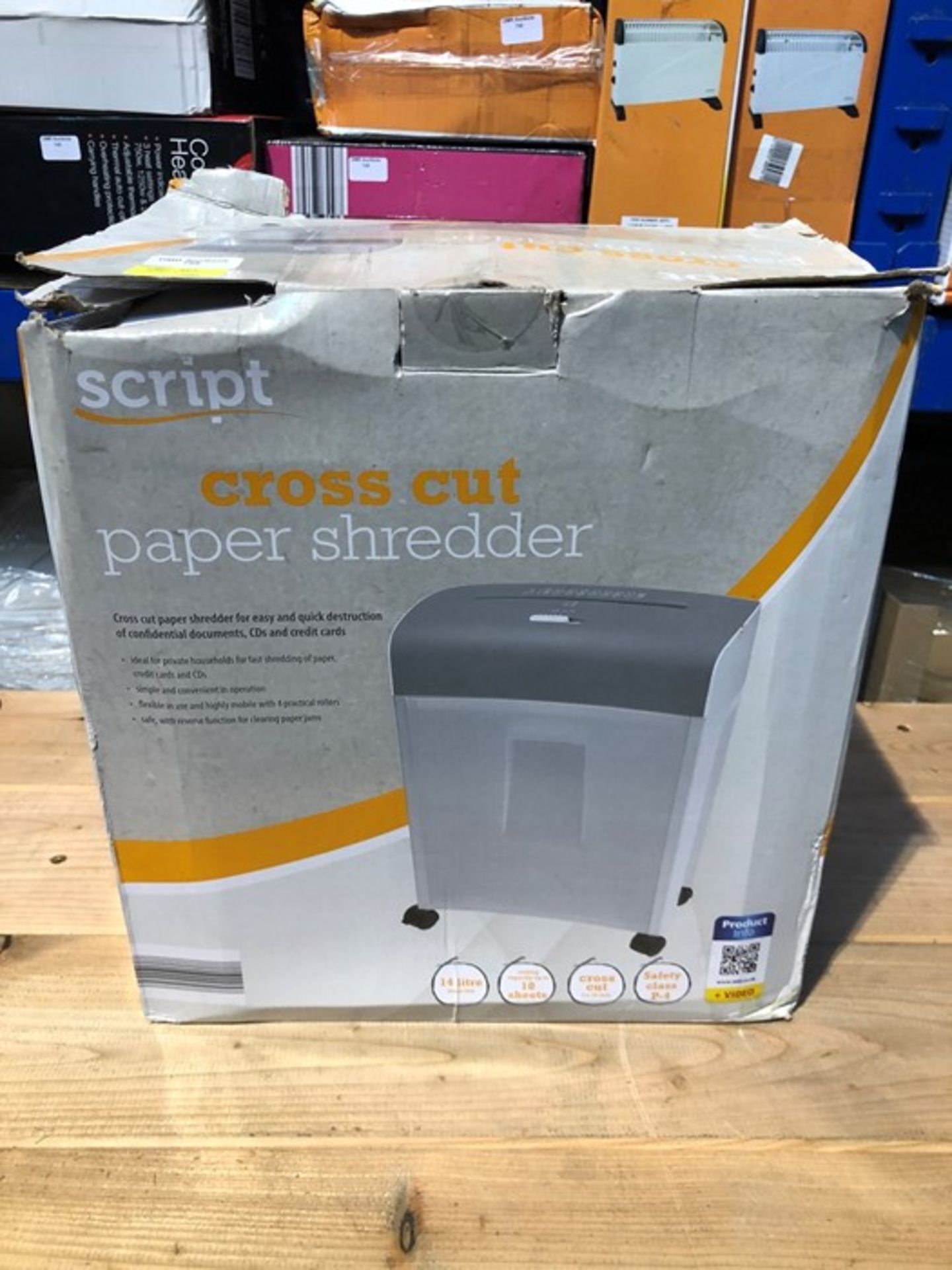 1 BOXED SCRIPT CROSS CUT PAPER SHREDDER / RRP £119.99 (PUBLIC VIEWING AVAILABLE)