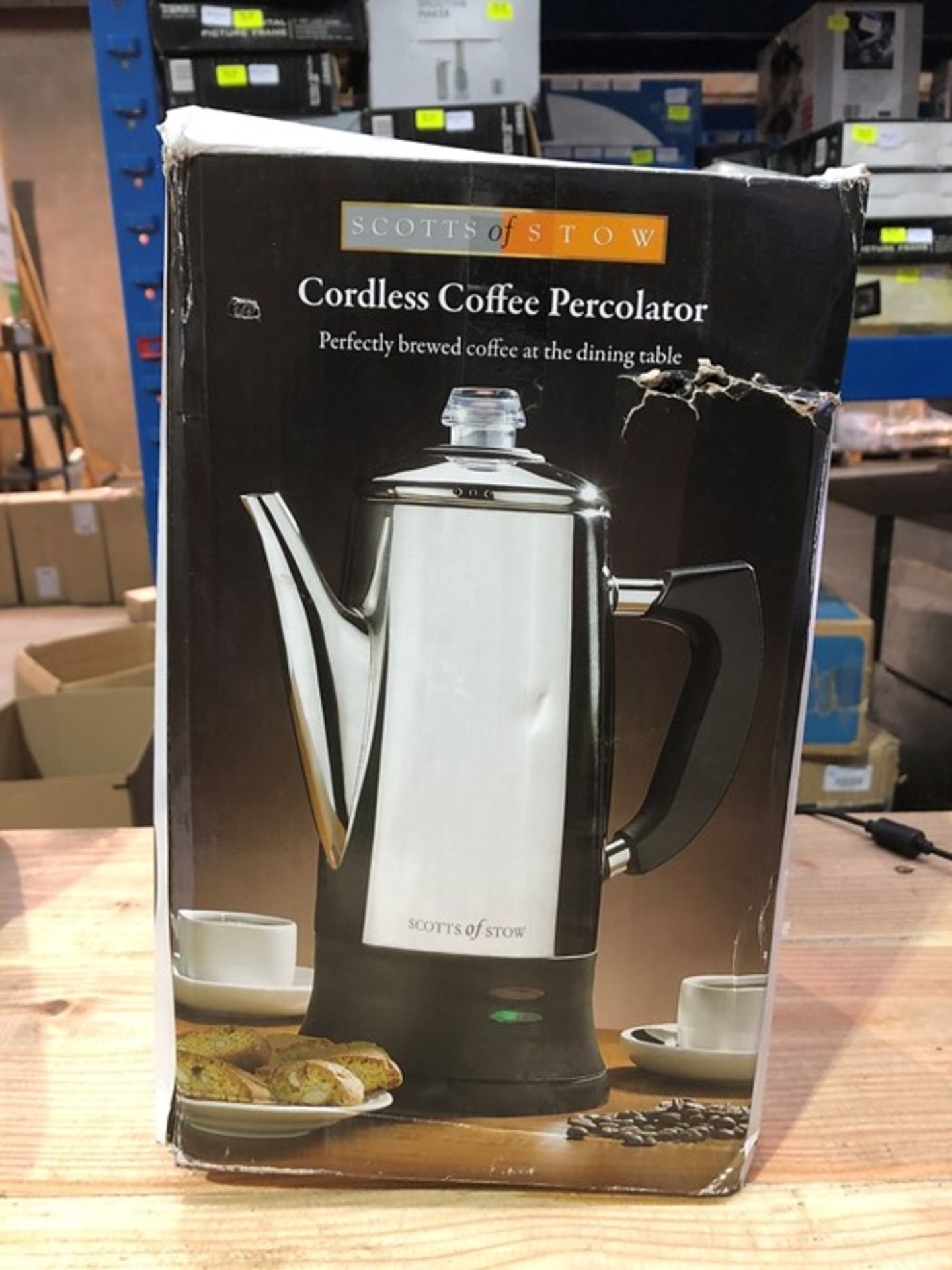 1 BOXED SCOTTS OF STOW CORDLESS COFFEE PERCOLATOR / RRP £39.99 (PUBLIC VIEWING AVAILABLE)