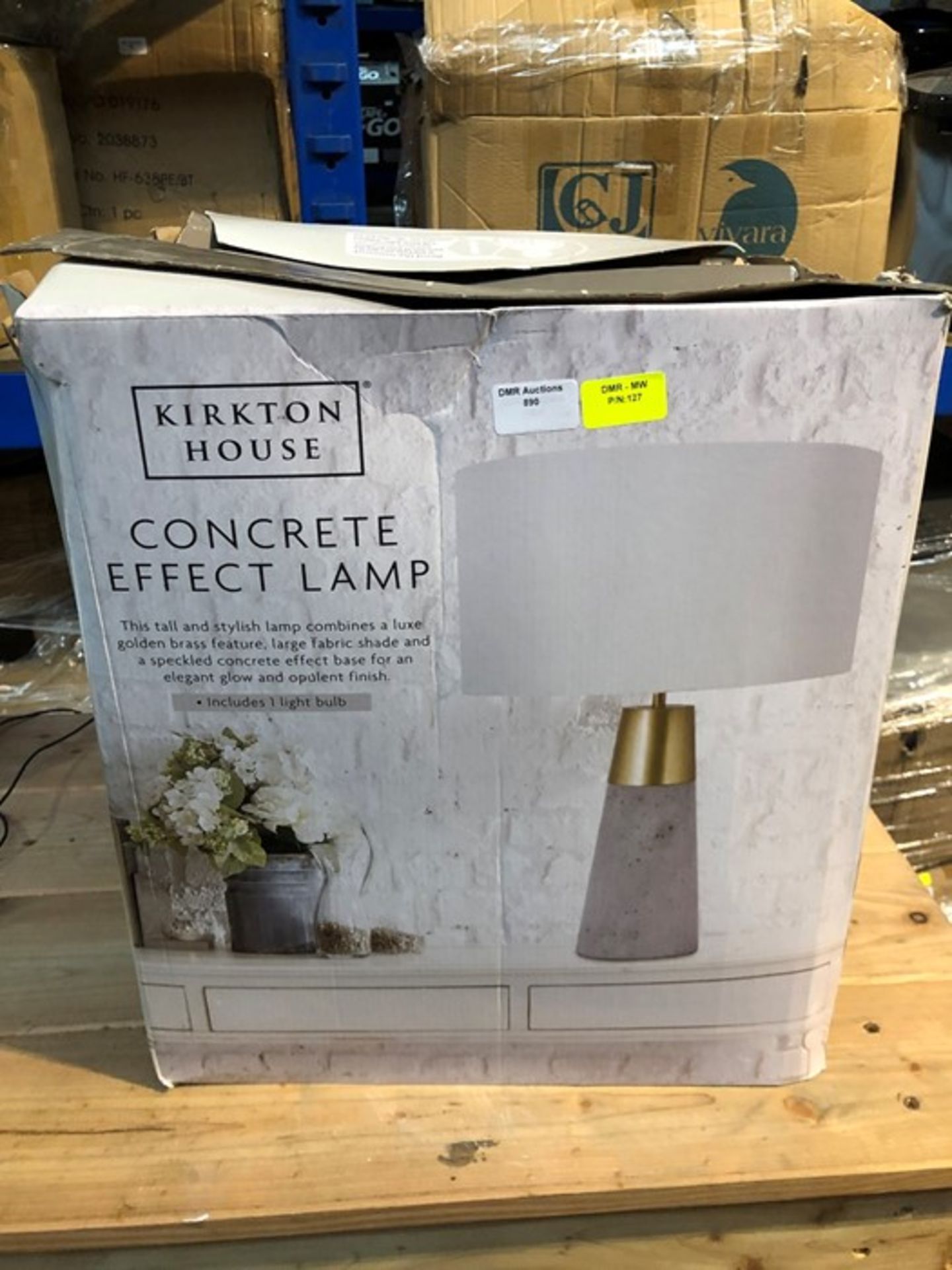 1 BOXED KIRKTON HOUSE CONCRETE EFFECT LAMP / RRP £32.99 (PUBLIC VIEWING AVAILABLE)
