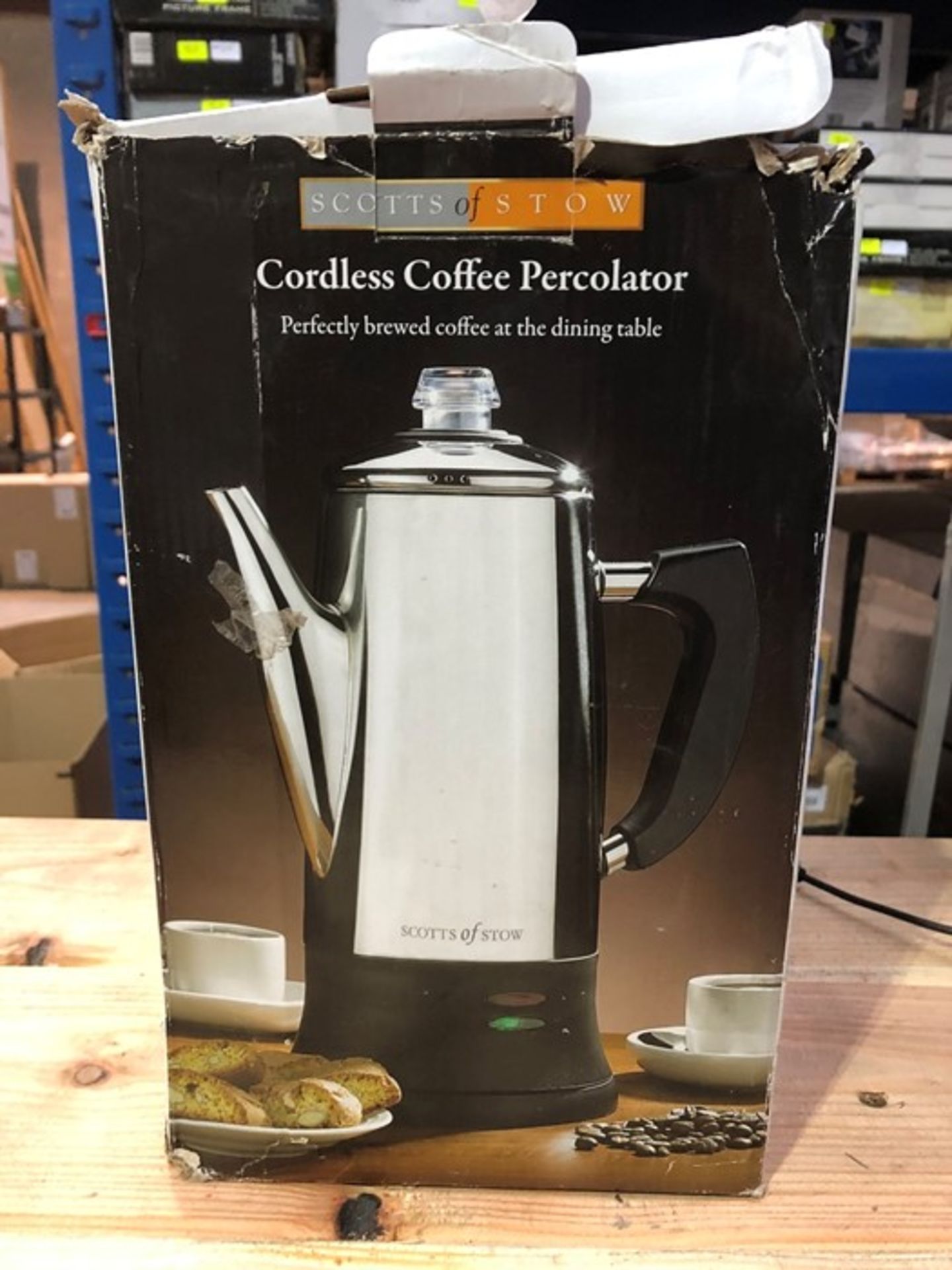 1 BOXED SCOTTS OF STOW CORDLESS COFFEE PERCOLATOR / RRP £39.99 (PUBLIC VIEWING AVAILABLE)