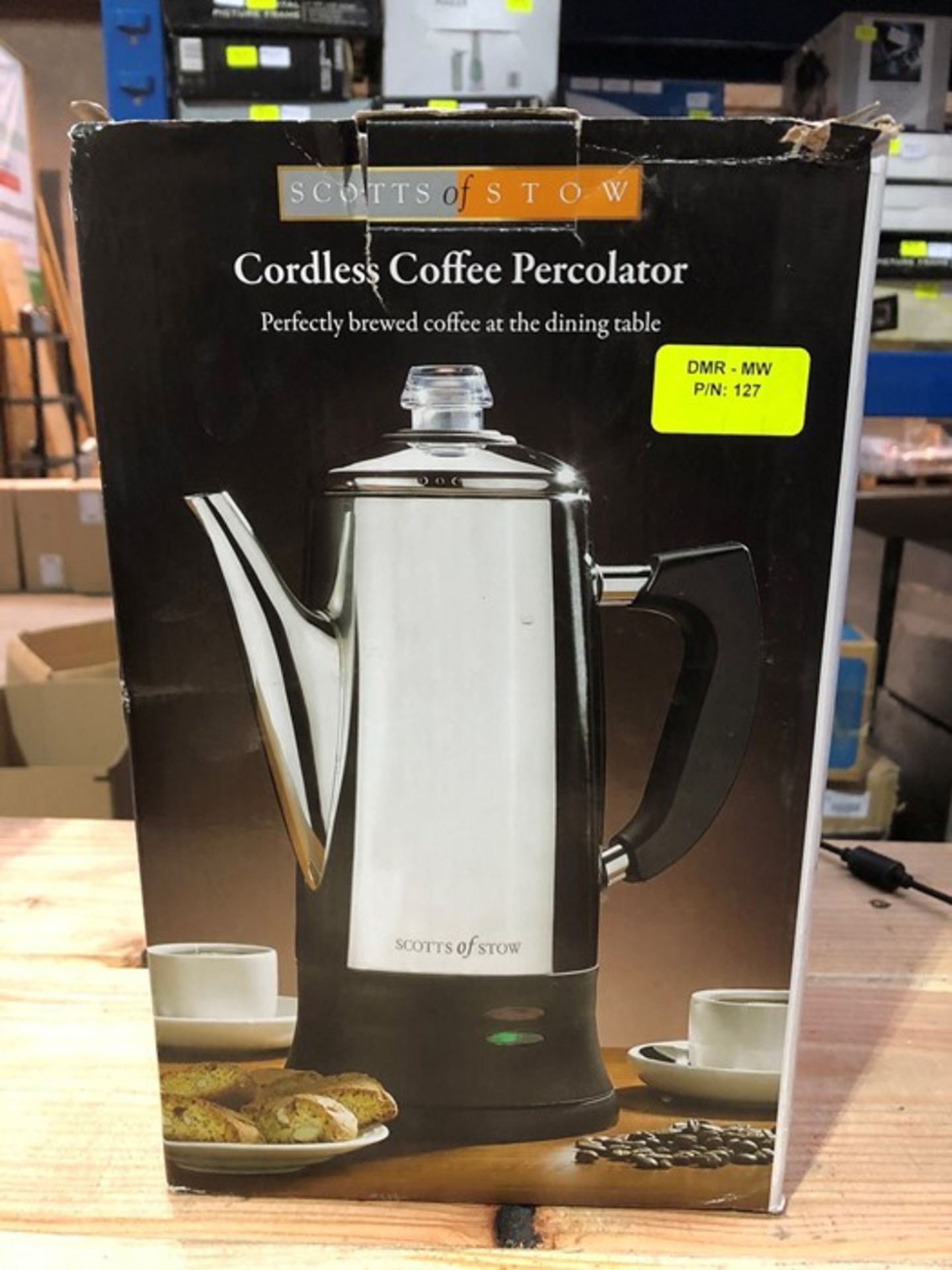 1 BOXED SCOTTS OF STOW CORDLESS COFFEE PERCOLATOR / RRP £39.99 (PUBLIC VIEWING AVAILABLE)