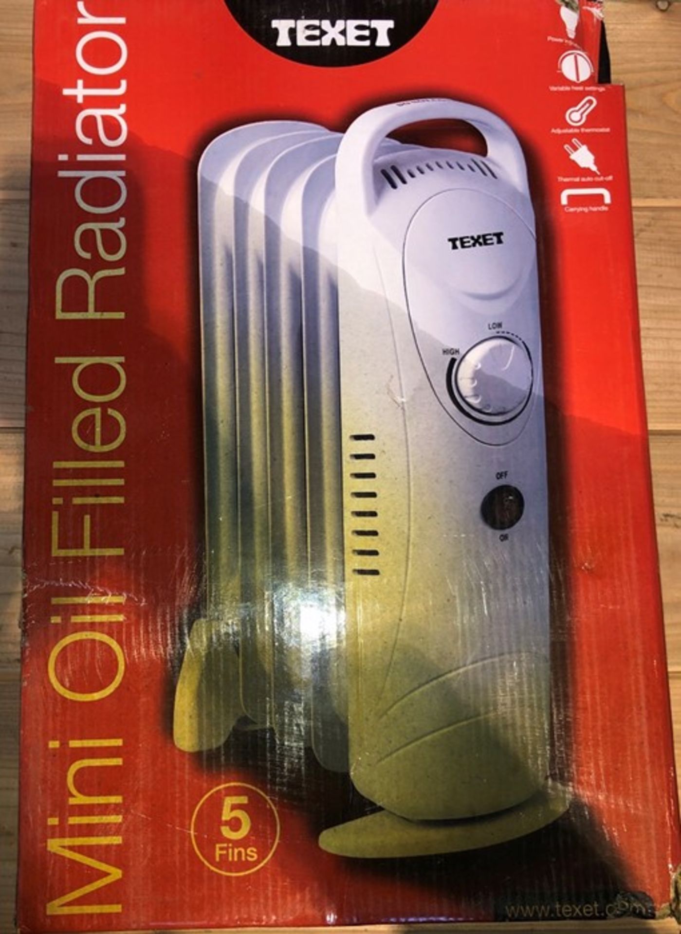 1 BOXED TEXET MINI OIL FILLED RADIATOR / RRP £30.00 (PUBLIC VIEWING AVAILABLE)