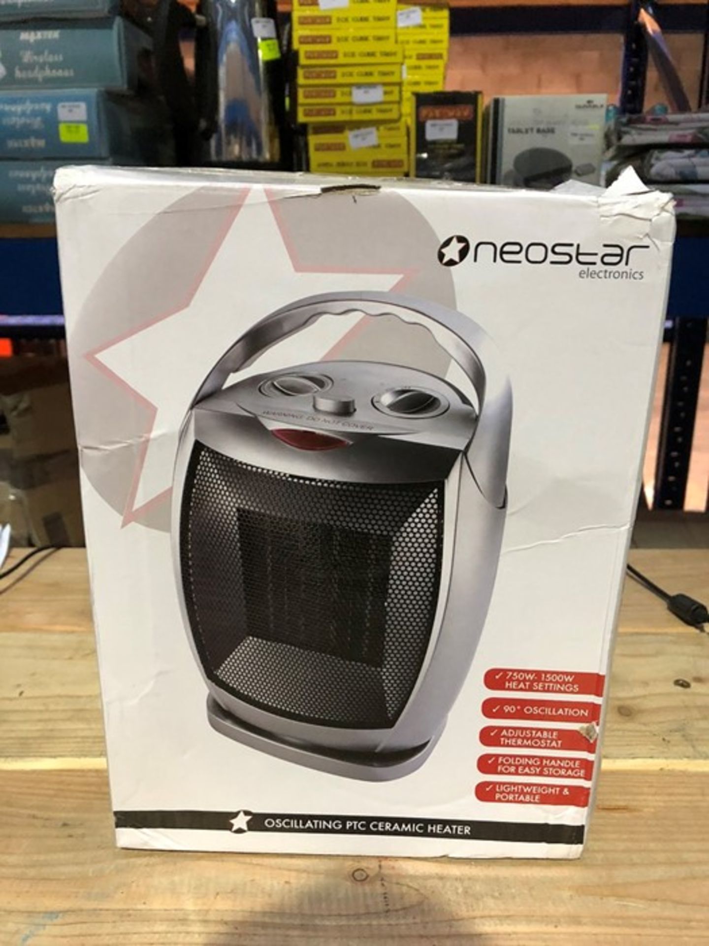 1 BOXED NEOSTAR ELECTRONICS OSCILLATING PTC CERAMIC HEATER / RRP £24.99 (PUBLIC VIEWING AVAILABLE)