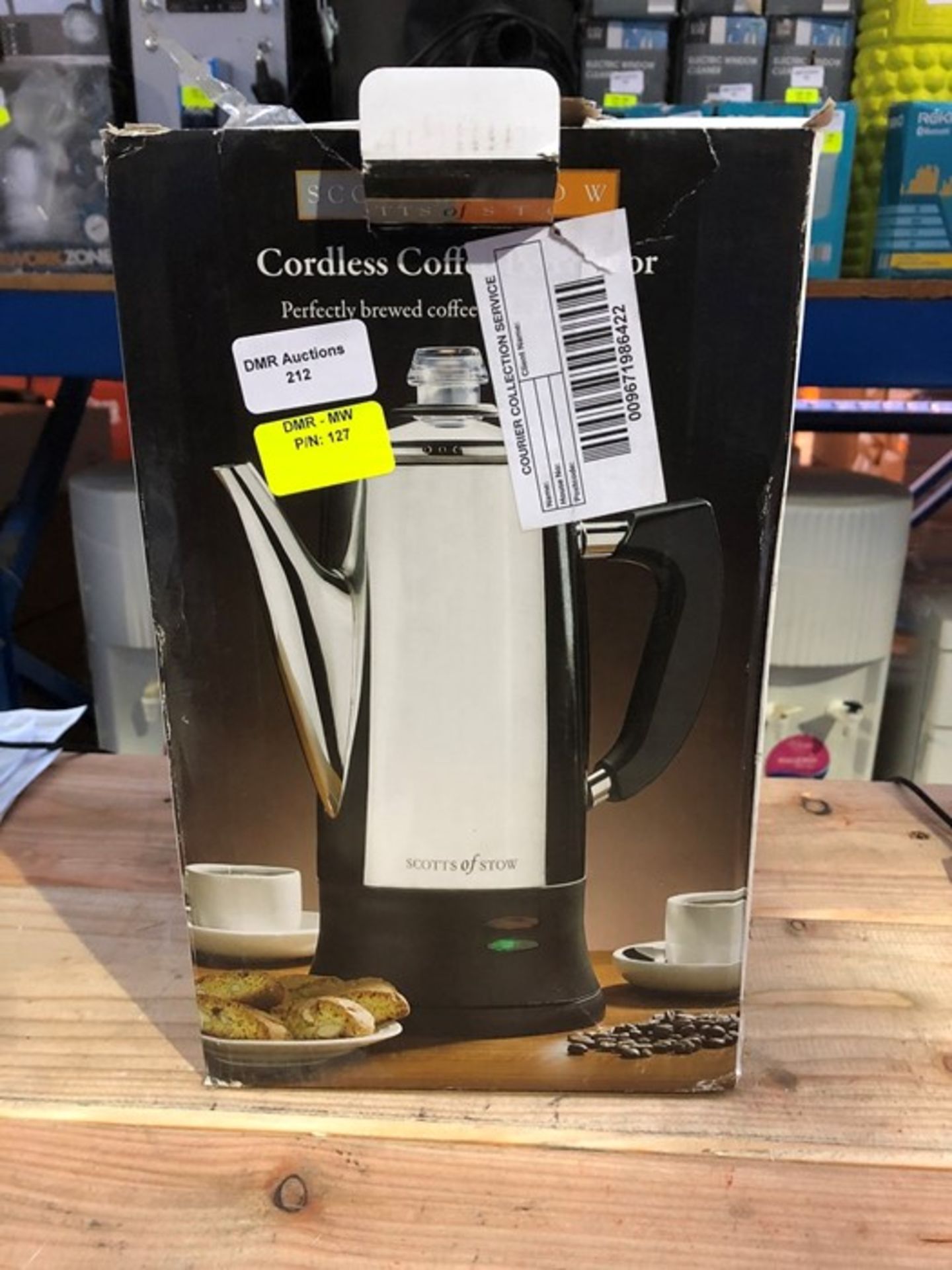 1 BOXED SCOTTS OF STOW CORDLESS COFFEE PERCOLATOR / RRP £39.99 (PUBLIC VIEWING AVAILABLE)