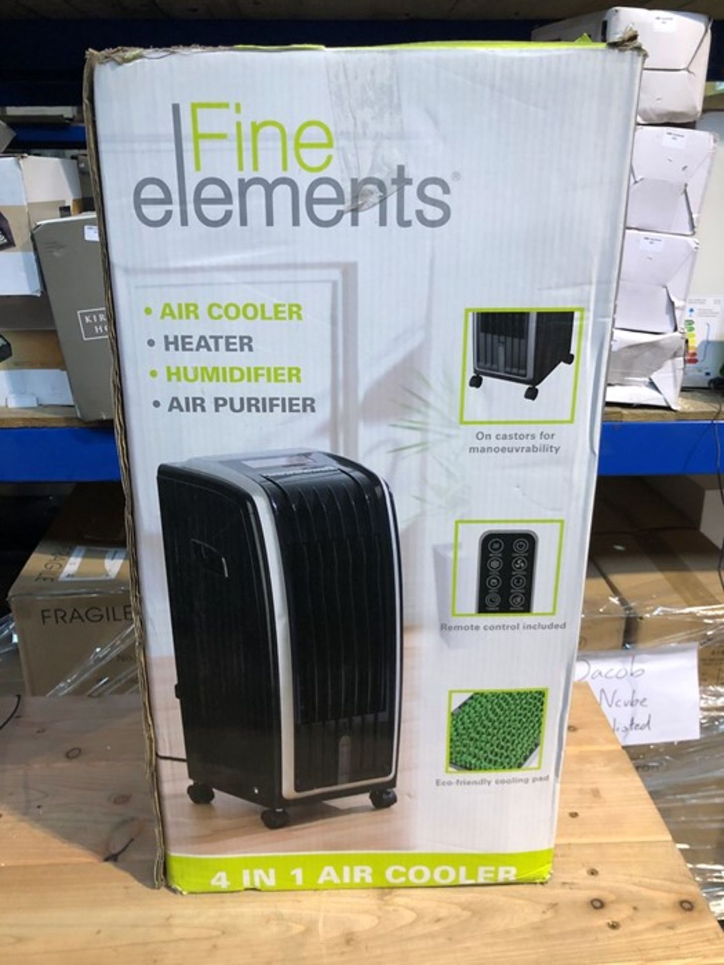 1 BOXED FINE ELEMENTS 4 IN 1 AIR COOLER / RRP £89.99 (PUBLIC VIEWING AVAILABLE)