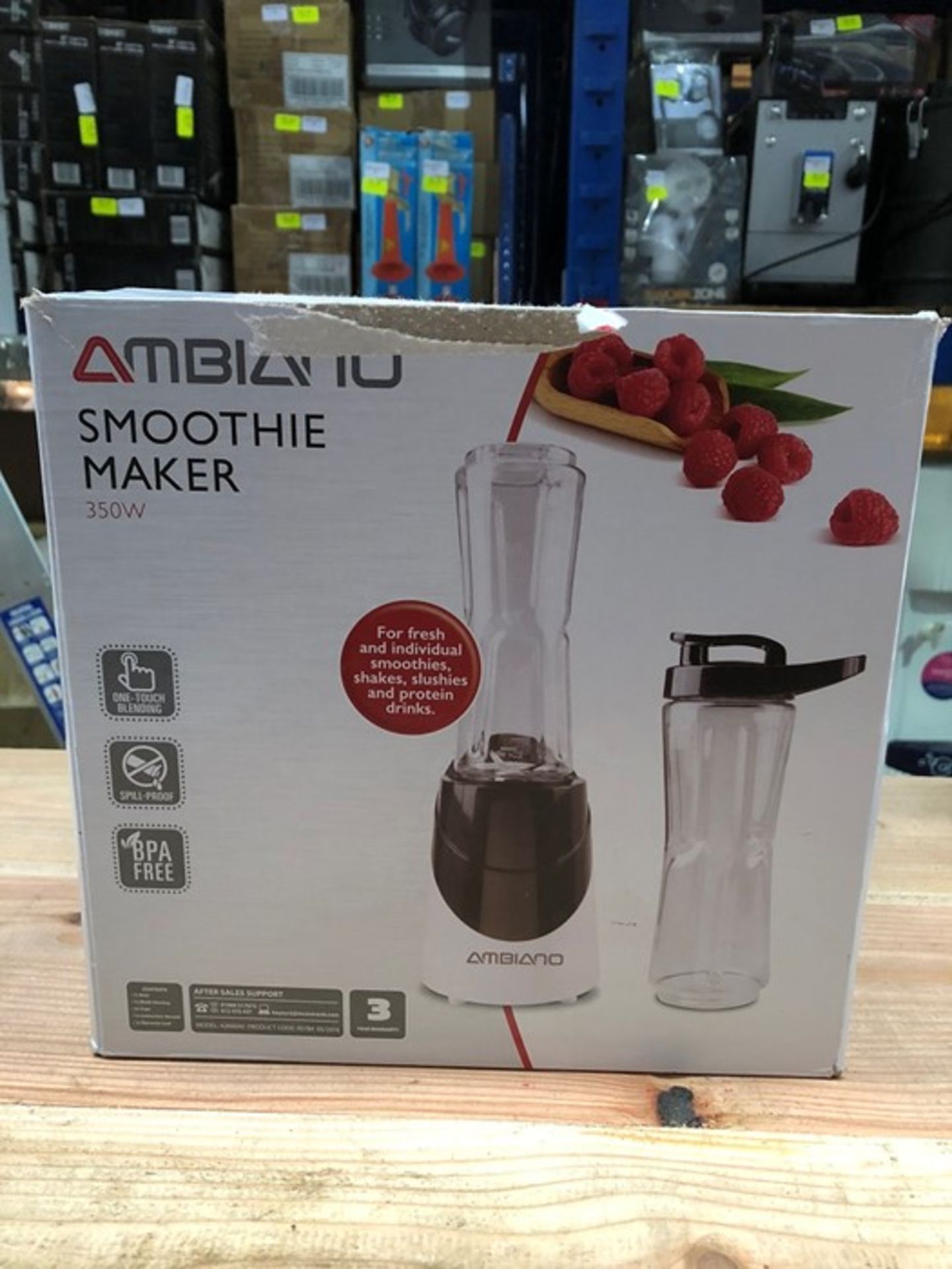 1 BOXED AMBIANO SMOOTHIE MAKER IN BLACK / RRP £14.99 (PUBLIC VIEWING AVAILABLE)