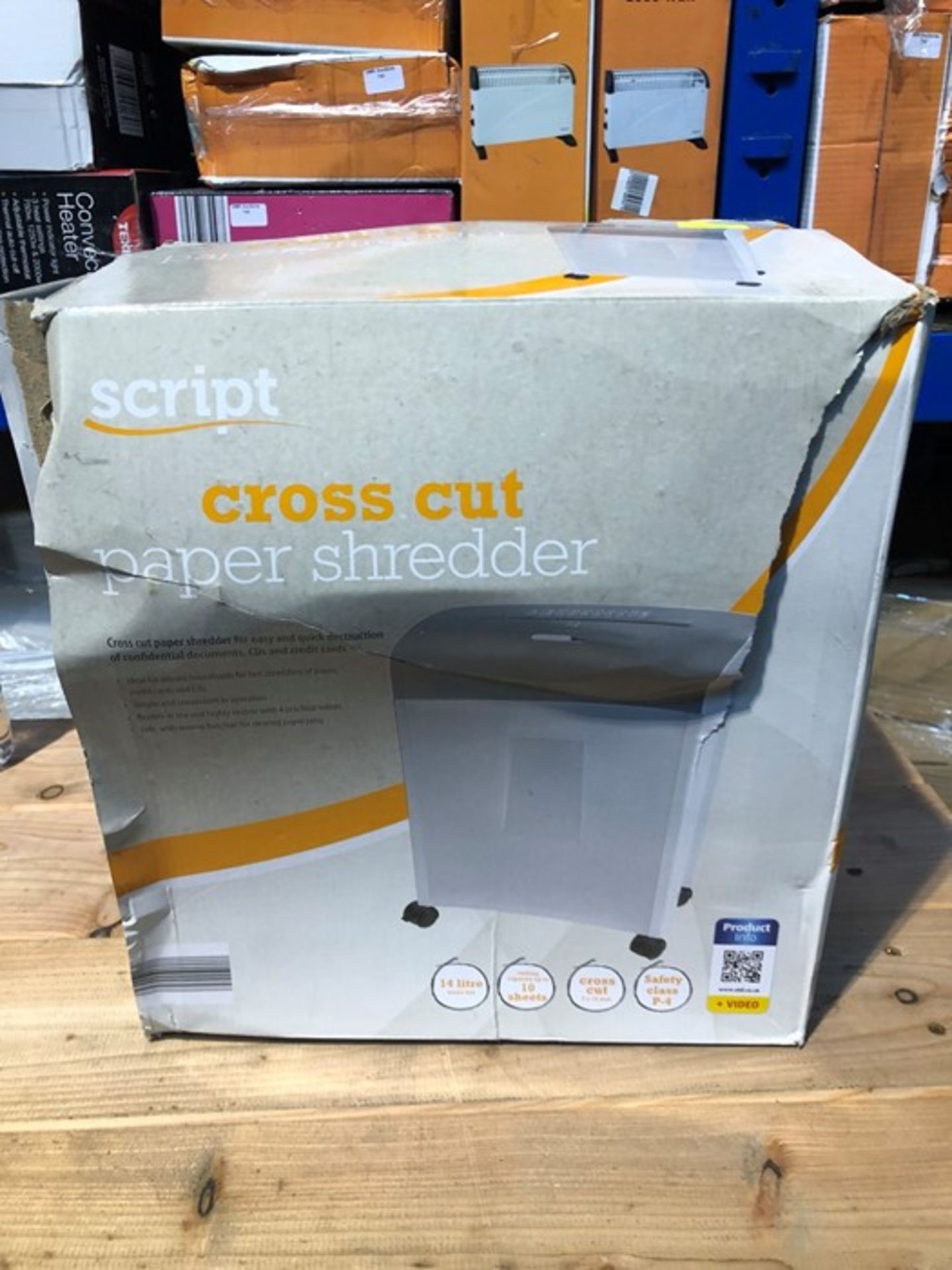 1 BOXED SCRIPT CROSS CUT PAPER SHREDDER / RRP £119.99 (PUBLIC VIEWING AVAILABLE)