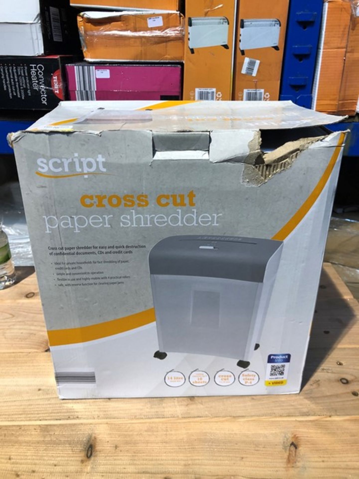 1 BOXED SCRIPT CROSS CUT PAPER SHREDDER / RRP £119.99 (PUBLIC VIEWING AVAILABLE)