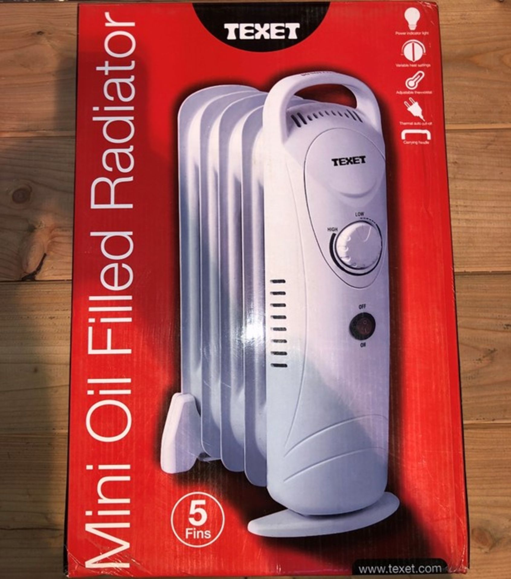 1 BOXED TEXET MINI OIL FILLED RADIATOR / RRP £30.00 (PUBLIC VIEWING AVAILABLE)