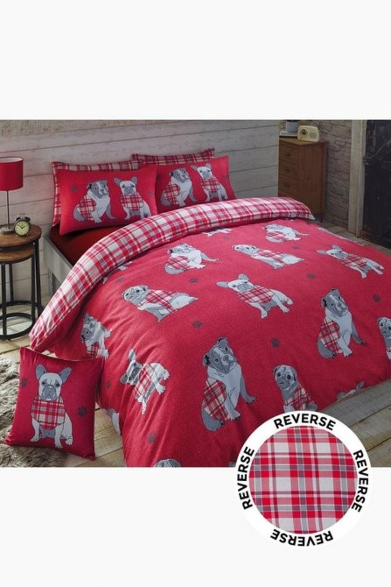 1 BAGGED HAMISH CHECK BRUSHED COTTON FLANNELETTE DUVET SET SINGLE / SIZE: 135 X 200CM (PUBLIC