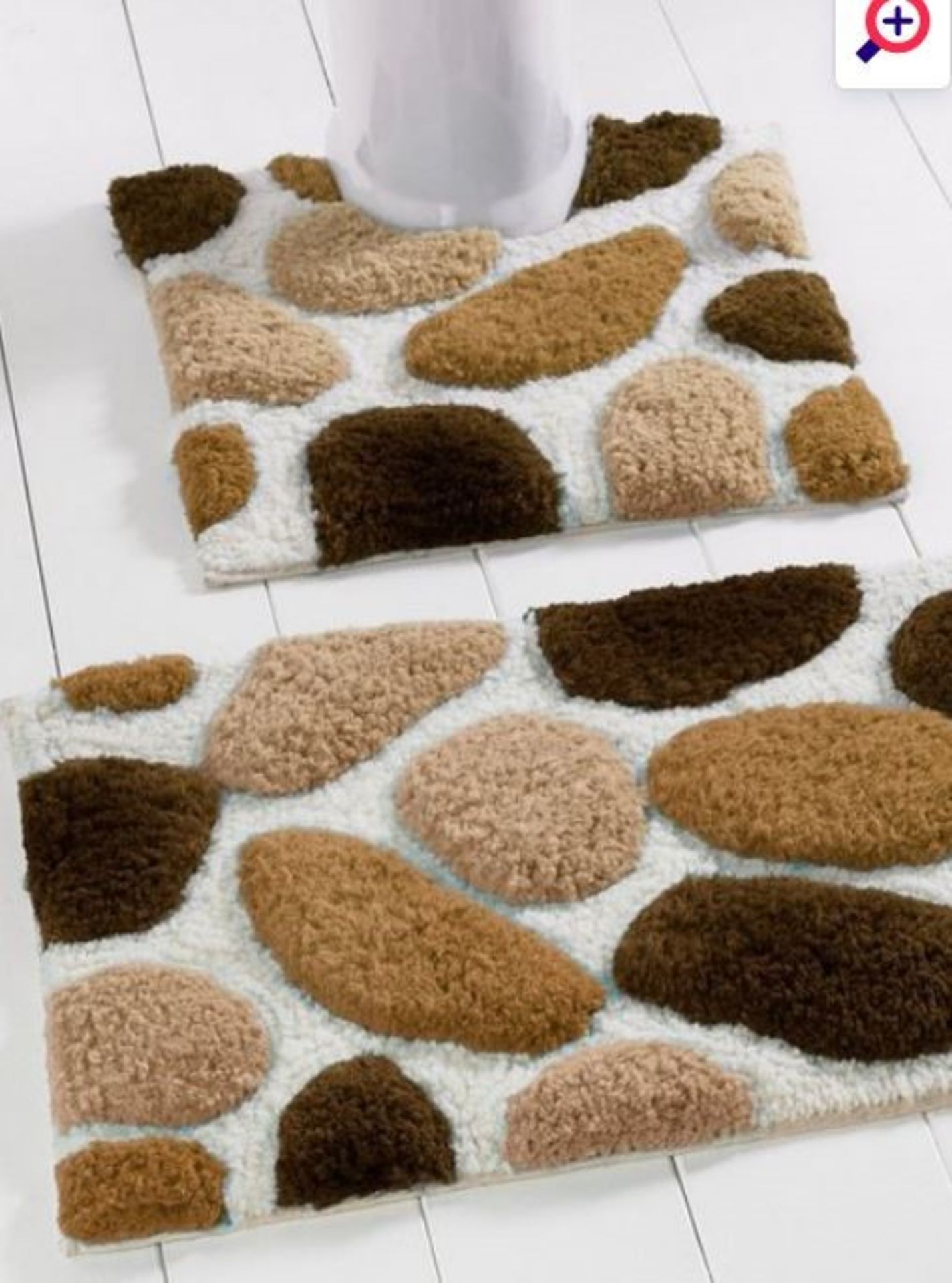 1 AS NEW BAGGED PEBBLE BATH MAT SET IN NATURAL (PUBLIC VIEWING AVAILABLE)