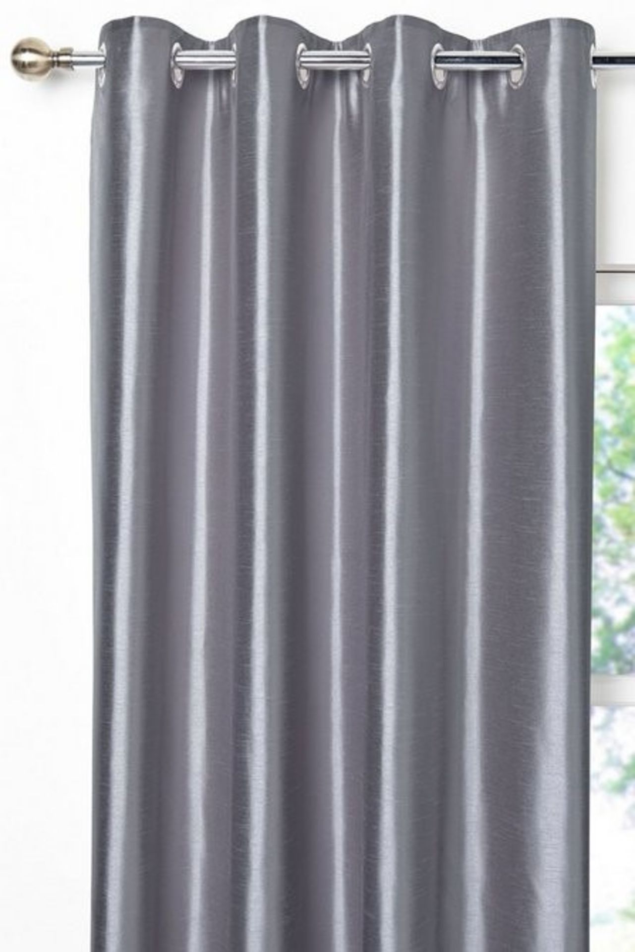 1 BAGGED FAUX LINEN LINED SINGLE PANEL CURTAIN IN GREY / SIZE 54 X 90CM (PUBLIC VIEWING AVAILABLE)