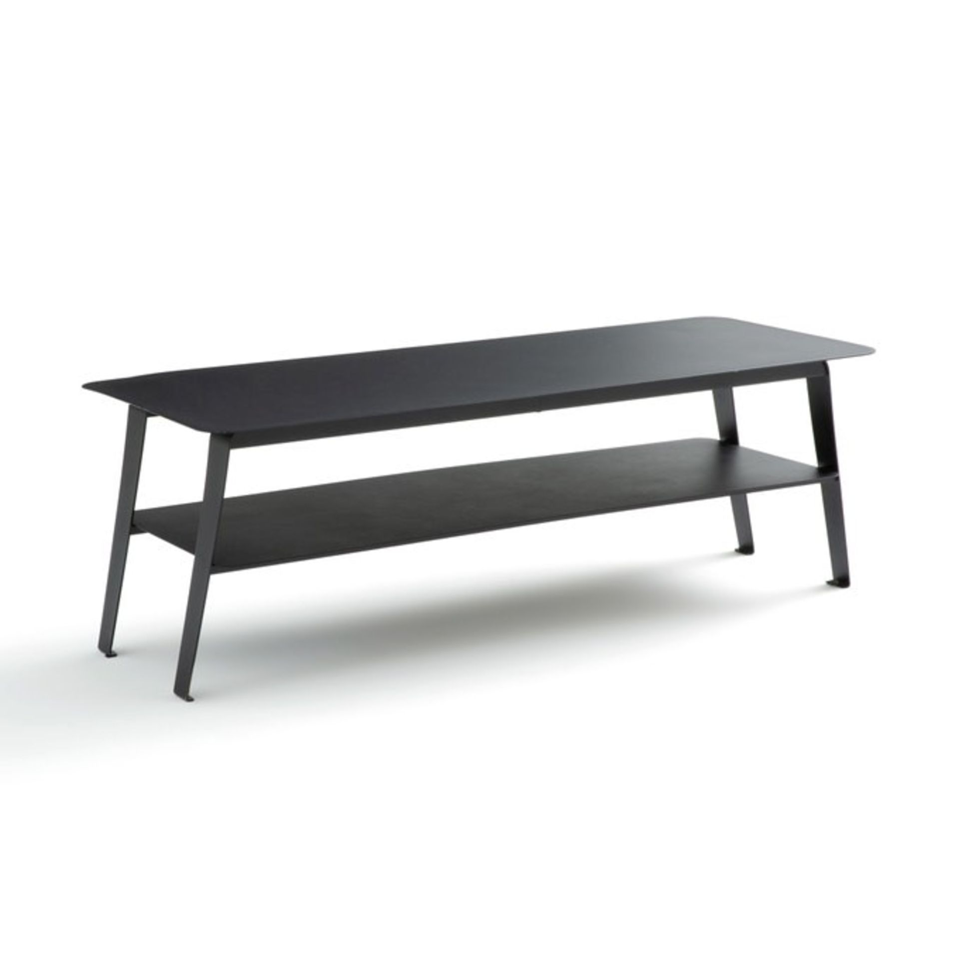 1 GRADE B BOXED HIBA TWO TIER METAL COFFEE TABLE IN BLACK / RRP £185.00 (PUBLIC VIEWING AVAILABLE)