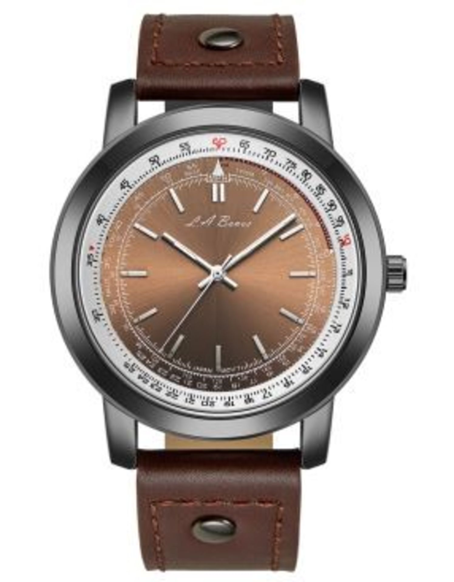 Men’s LA Banus Aviator watch, brown dial, brown leather strap. RRP £399