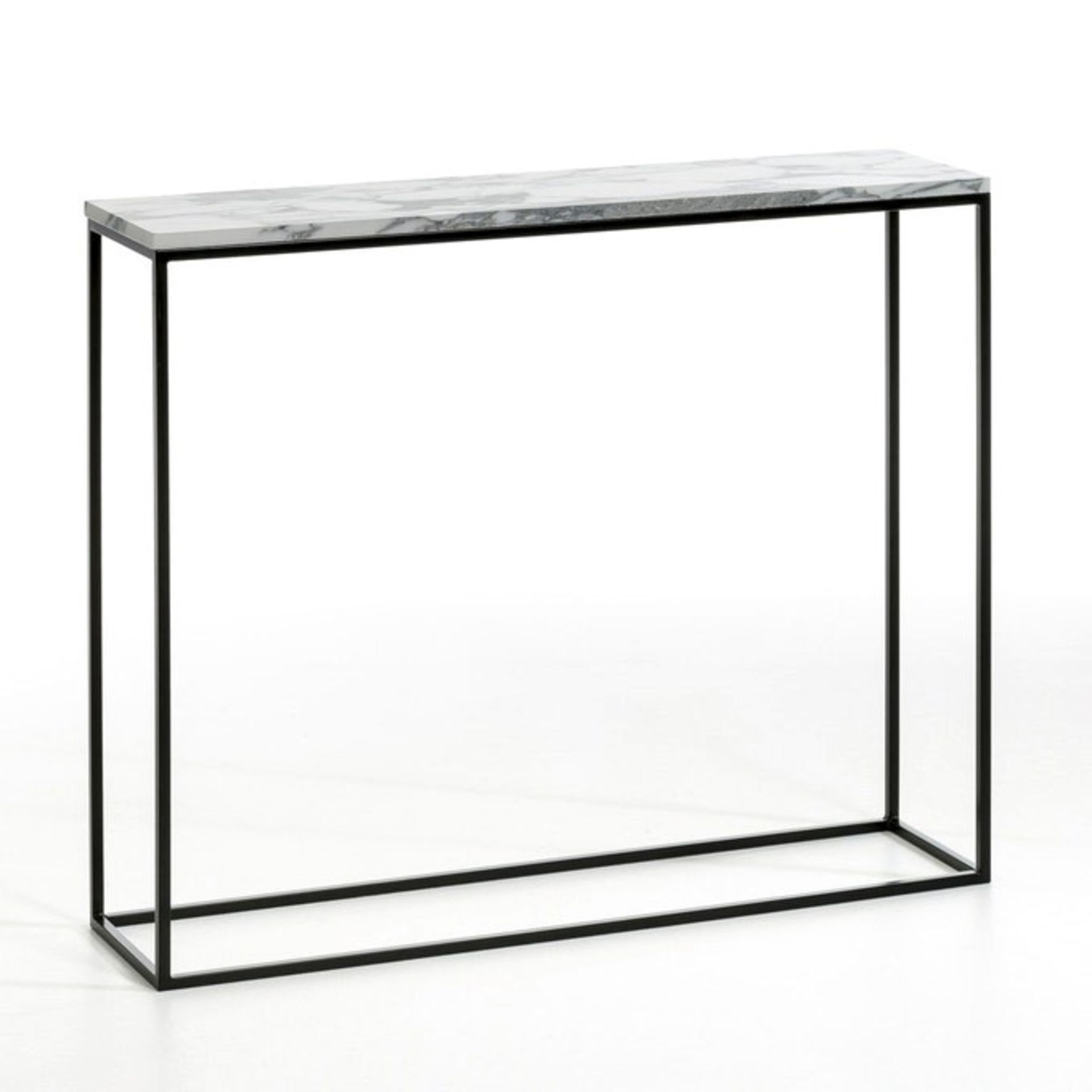 1 GRADE B BOXED DESIGNER MAHAUT WHITE MARBLE CONSOLE TABLE / RRP £290.00 (PUBLIC VIEWING AVAILABLE)