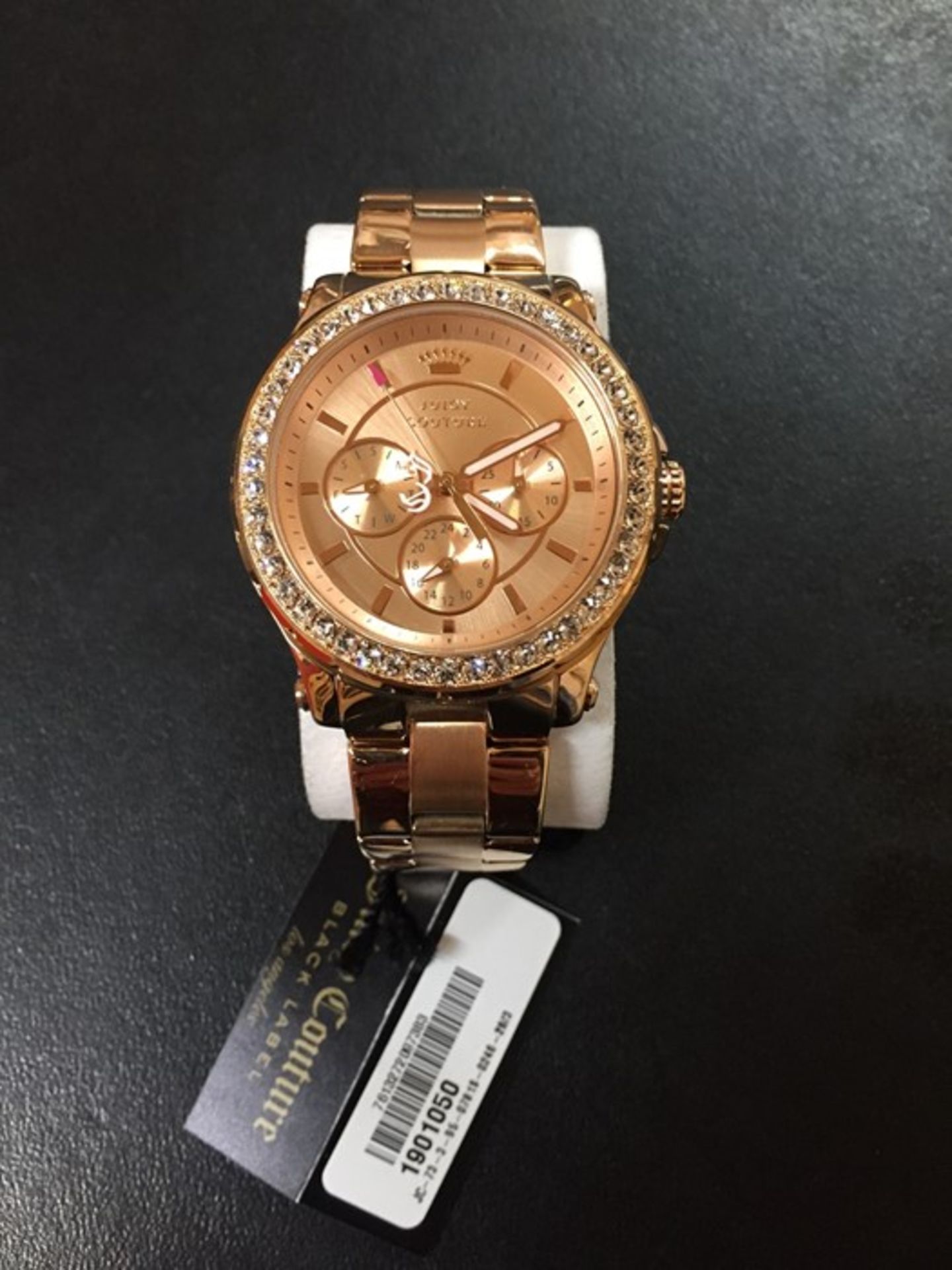 1 UNBOXED LADIES JUICY COUTURE PEDIGREE CHRONOGRAPH WATCH 1901050 IN ROSE GOLD / RRP £185.00 (