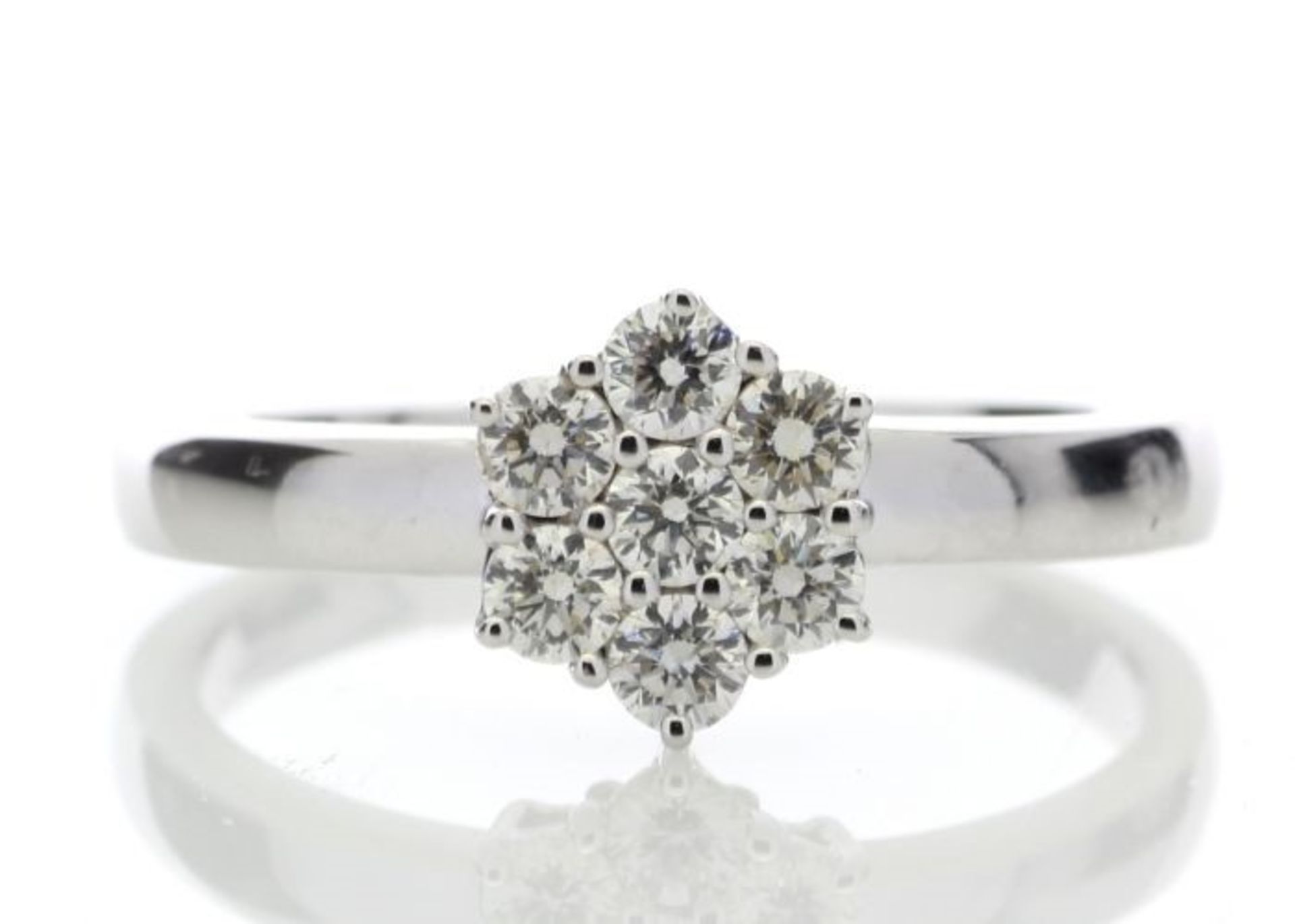 9ct White Gold Diamond Cluster Ring 0.45