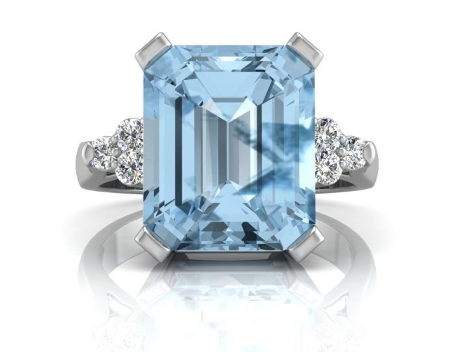 9ct White Gold Diamond And Blue Topaz Ring 0.18 - Image 4 of 5