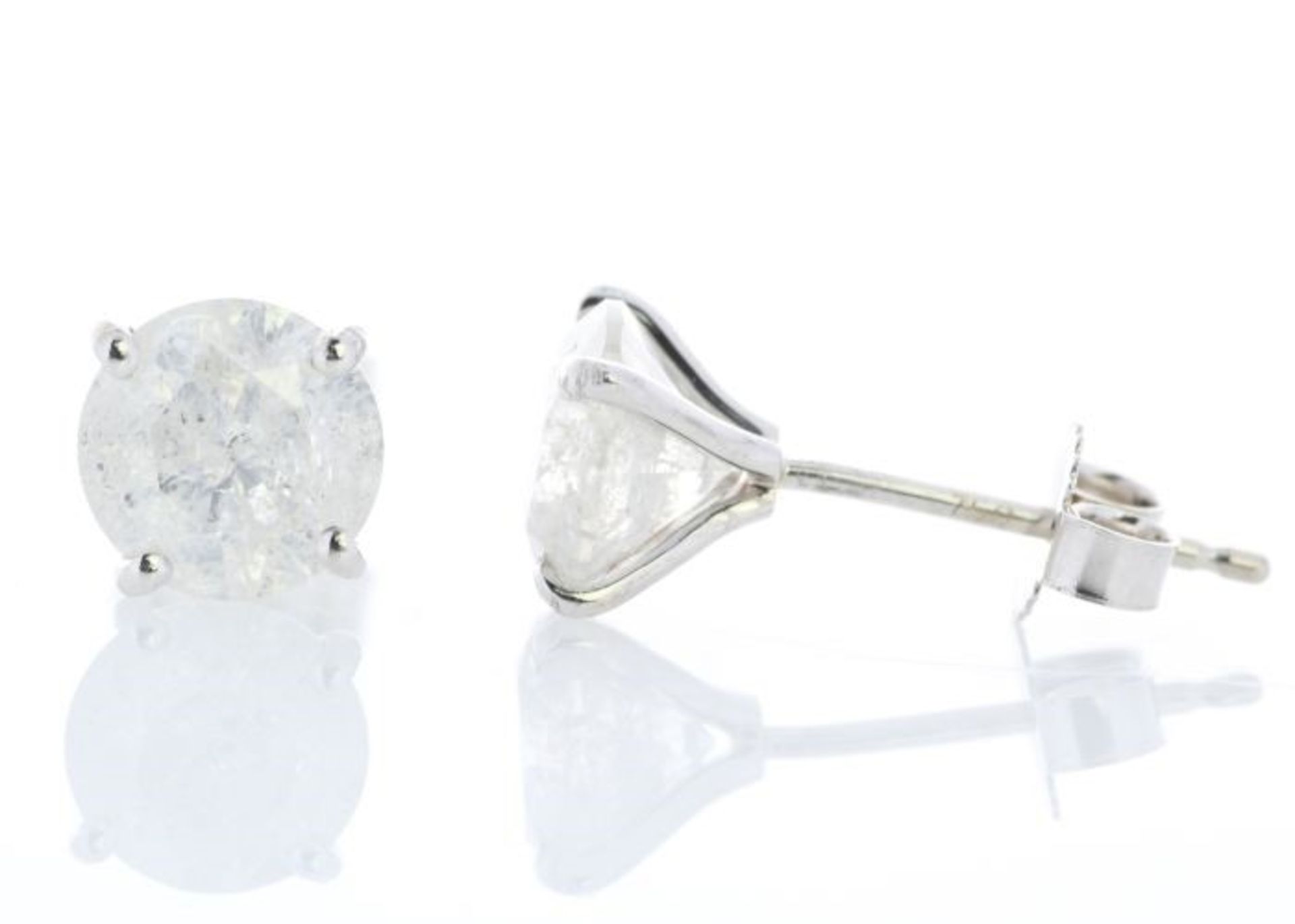 18ct White Gold Single Stone Prong Set Diamond Earring 2.26 - Image 2 of 3