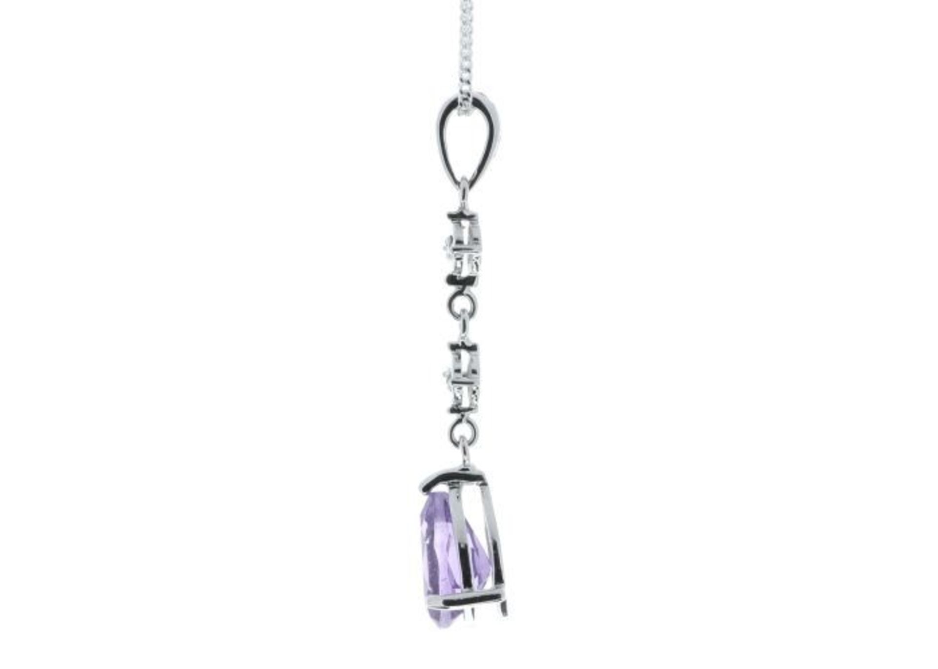 9ct White Gold Amethyst And Diamond Pendant 0.01 - Image 3 of 5