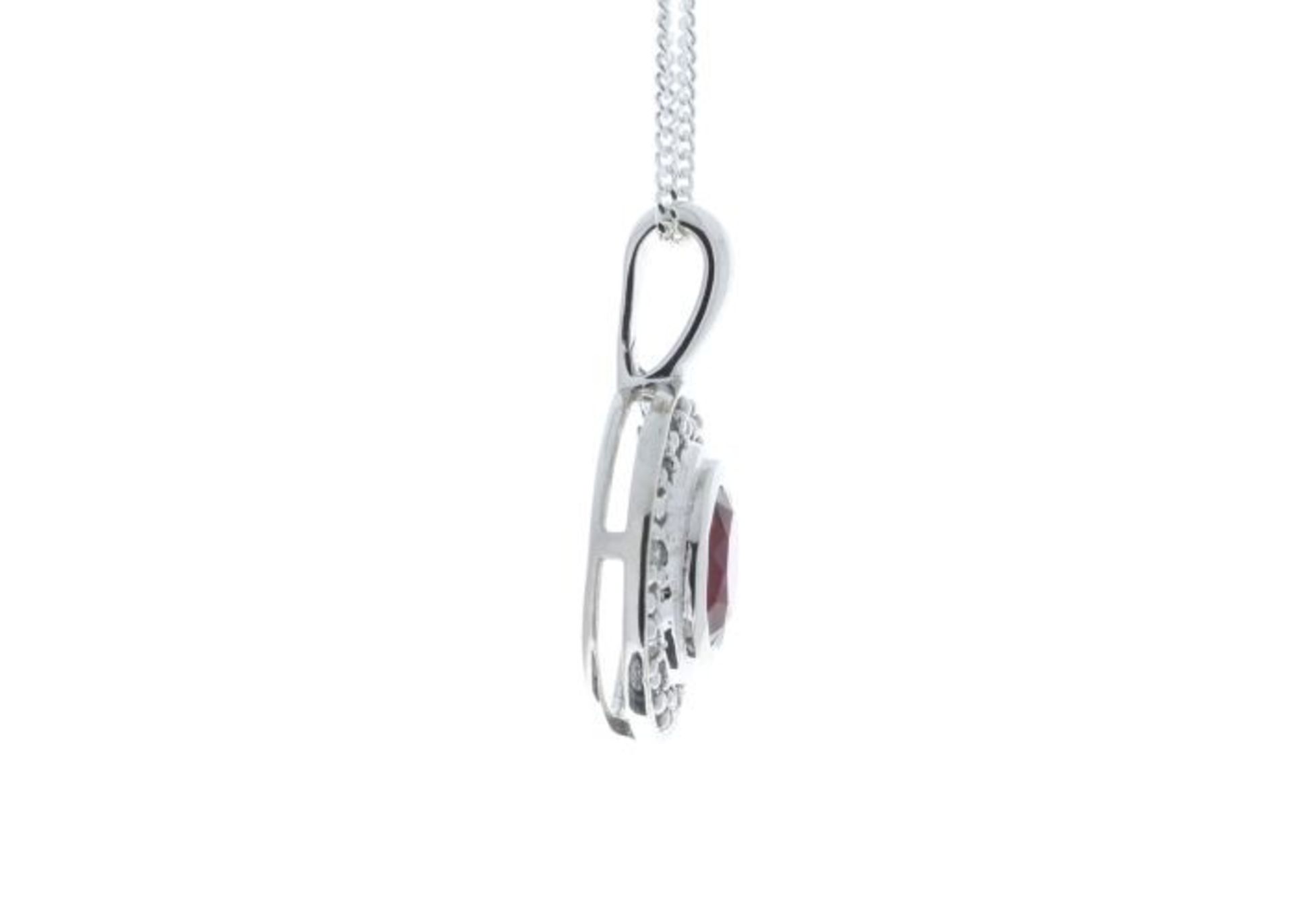 9ct White Gold Created Ruby Diamond Pendant 0.08 - Image 3 of 5