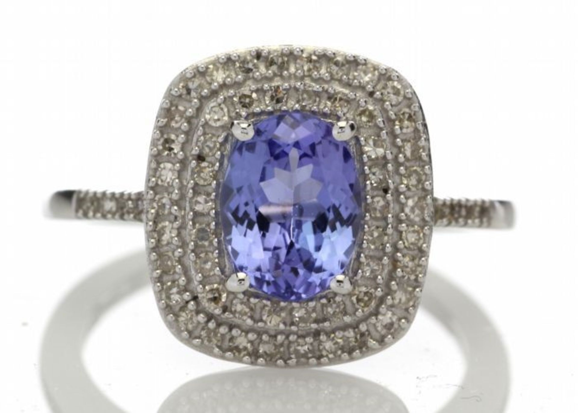 9ct Gold Oval Tanzanite And Diamond Cluster Ring 0.33