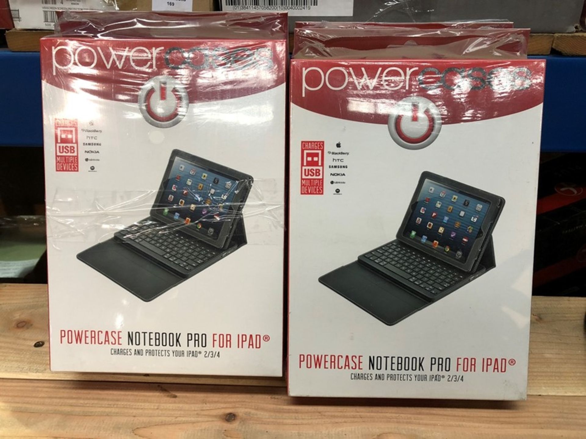 1 LOT TO CONTAIN 4 POWERCASES POWERCASE NOTEBOOK PRO FOR IPAD 2/3/4 - COMES WITH KEYBOARD / RRP £