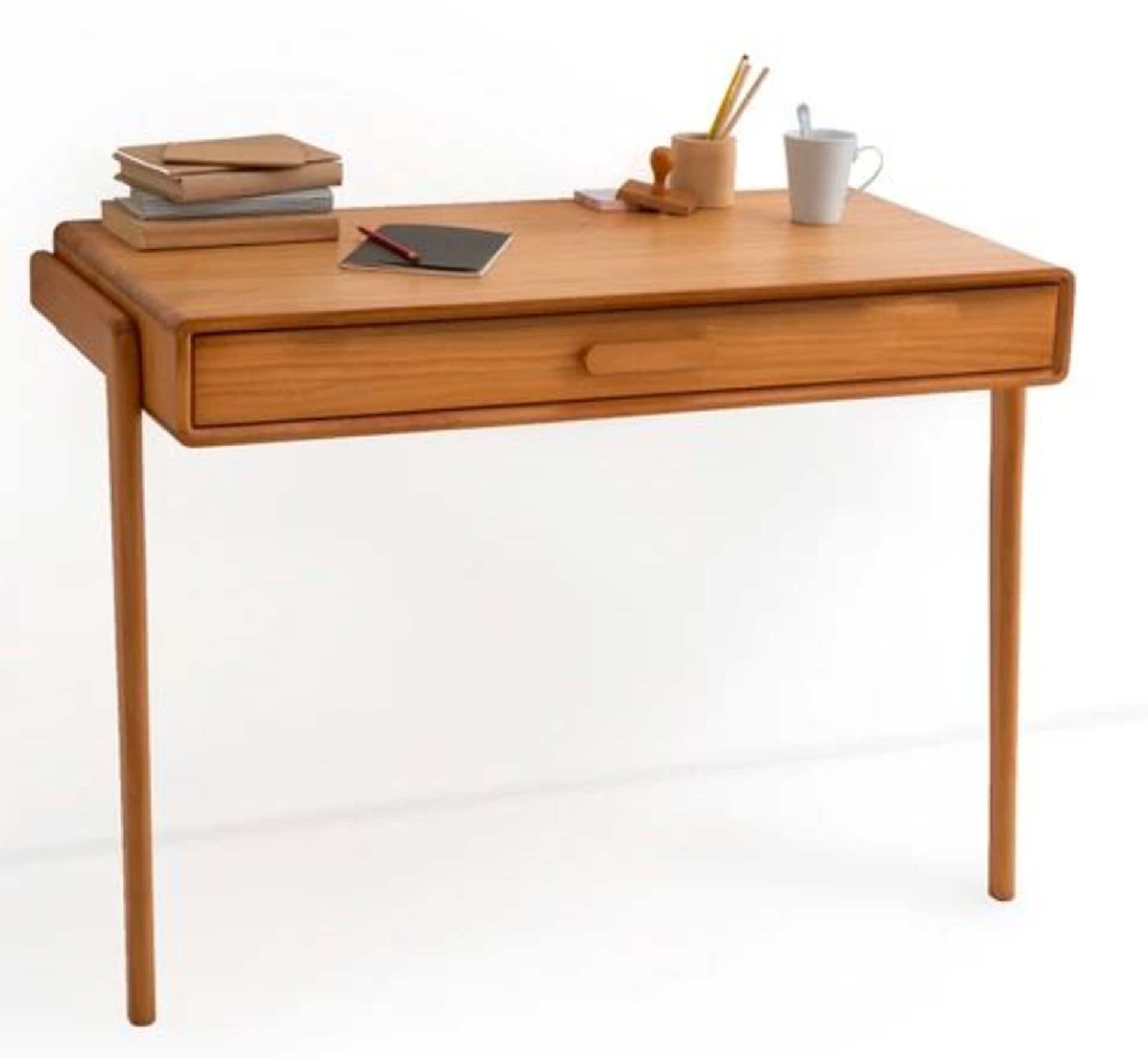 1 GRADE A ASSEMBLED DESIGNER COLAS VINTAGE PINE CONSOLE DESK IN A DARK OAK WOOD FINISH **NO LEGS** /