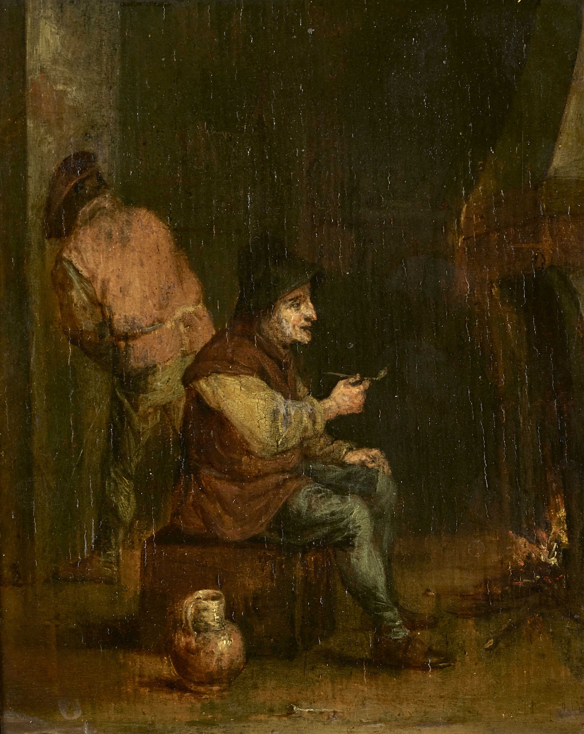 TENIERS, DAVID IIAntwerpen 1610 - 1690 BrüsselKopiePfeifenraucher am Kaminfeuer.Öl auf Eichenholz,