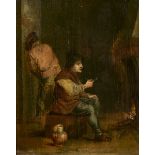 TENIERS, DAVID IIAntwerpen 1610 - 1690 BrüsselKopiePfeifenraucher am Kaminfeuer.Öl auf Eichenholz,