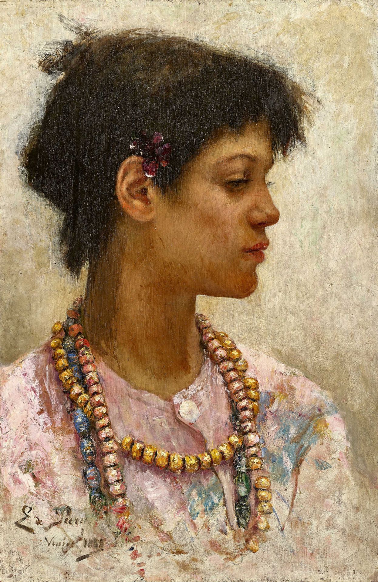 PURY, BARON EDMOND JEAN DENeuchâtel 1845 - 1911 LausannePortrait d'une jeune fille.Öl auf Holz,sig.,