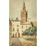 RAMIREZ, JOSÉ ARIASMalaga um 1850 - nach 1900Die Giralda in Sevilla.Aquarell,sig. u. bez. "