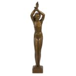 HUGGLER, ARNOLDBrienz 1894 - 1988 ZürichStehender Frauenakt mit erhobenen Armen.Bronze, patiniert,a.