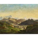 EGGLI, JAKOBDachsen 1812 - 1880 RheinauBerglandschaft.Öl auf Malkarton,sig. u. dat. 1867 u.l.,