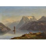 GEORGE-JULLIARD, JEAN PHILIPPE1818 Genève 1888Vierwaldstättersee mit Urirotstock.Öl auf Leinwand,