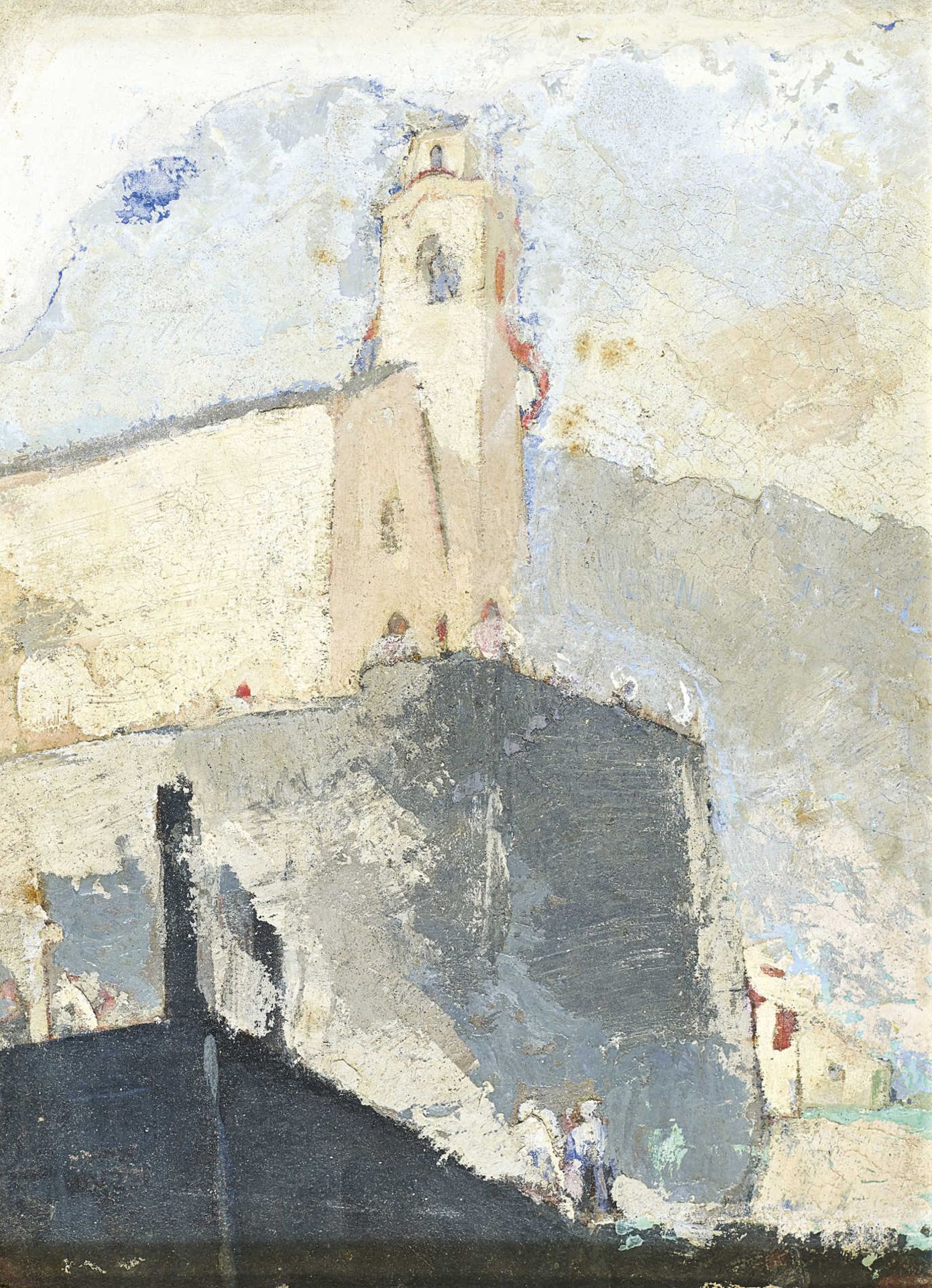 BUZZI, DANIELELocarno 1890 - 1974 LausanneTessiner Kirche.Öl auf Holz,verso bez.,23x17 cm- - -22.