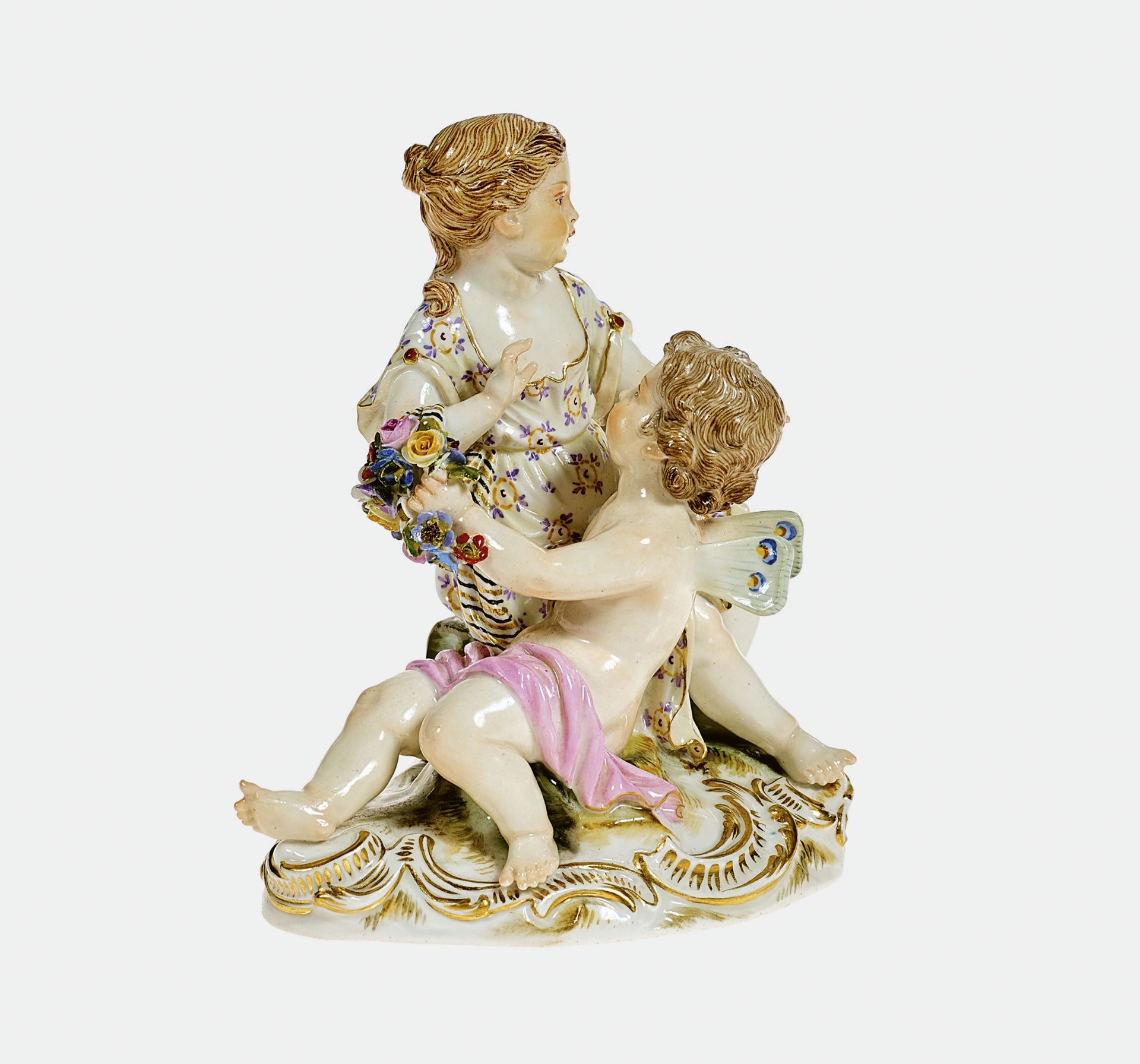 FIGURENPAARMeissen, um 1860-1870 (Königliche Porzellan Manufaktur).Amoretten als Flora und Zephyr.