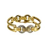 DIAMANT-ARMSPANGESportliches Gelbgold-Modell 18 kt. Das aus beweglichen, durchbrochen gearbeiteten