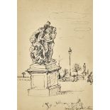 ZURKINDEN, IRÈNE1909 Basel 1987Figürliches Denkmal in Pariser Park.Tuschfeder,sig. u.r.,29x20 cm (