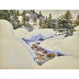 COLOMBI, PLINIORavecchia 1873 - 1951 SpiezDer Geilsbach im Winter.Aquarell über Bleistift,sig. u.