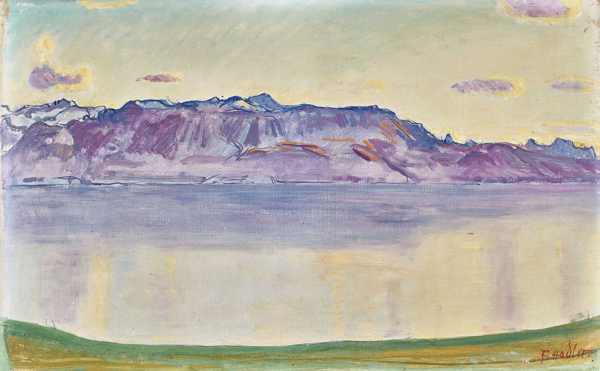 HODLER, FERDINANDBern 1853 - 1918 GenèveGenfersee von Chexbres aus.Öl auf Leinwand,sig. "F.