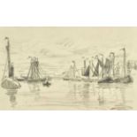 POTTHOF, HANS1911 Zug 2003Segelboote.Bleistift,sig. u.l.,25x40,5 cm (LM), gerahmt- - -22.00 %