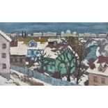 STAUFFER, FREDGümligen 1892 - 1980 ThörishausWinterlicher Blick auf Bern.Öl auf Hartplatte,sig. u.