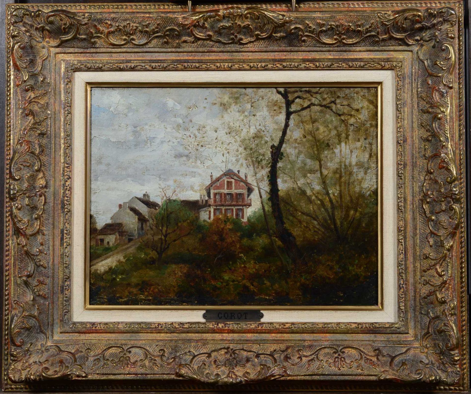 COROT, JEAN-BAPTISTE CAMILLEParis 1796 - 1875 Ville-d'AvrayUmkreisPaysage avec maisons.Öl auf - Bild 2 aus 5